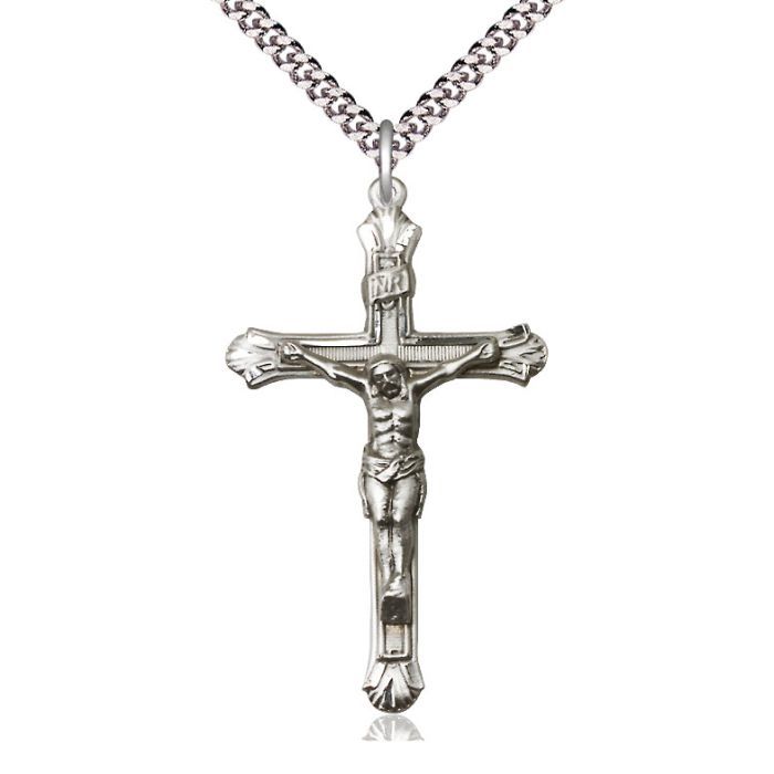          Crucifix Sterling Silver w/24" Rhodium Chain w/Clasp 0657SS/24S C54LC