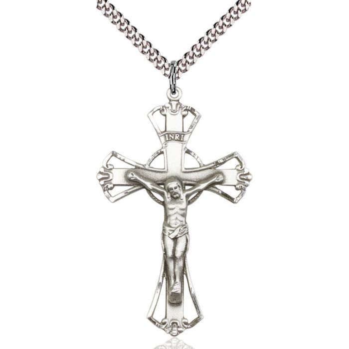        Crucifix Sterling Silver w/24" Rhodium Chain w/Clasp 0643SS/24S C54LC