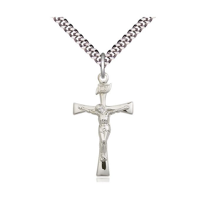        Maltese Crucifix Sterling Silver w/24" Rhodium Chain w/Clasp 2138SS/24S C54LC 