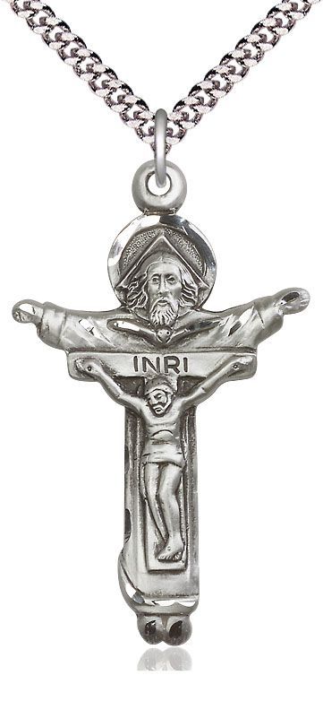        Trinity Crucifix Sterling Silver w/24" Rhodium Chain w/Clasp 4151SS/24S C54LC