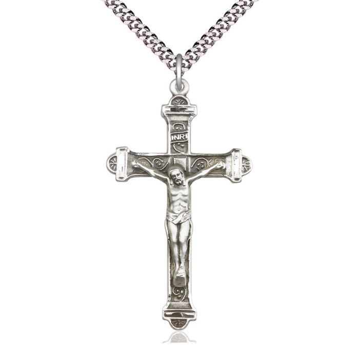        Crucifix Sterling Silver w/24" Rhodium Chain w/Clasp 0658SS/24S C54LC