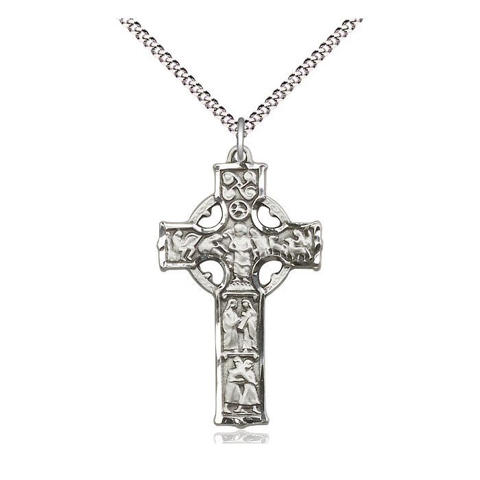        Celtic Cross Sterling Silver w/18" Rhodium Chain w/Clasp 5439SS/18S C50LC