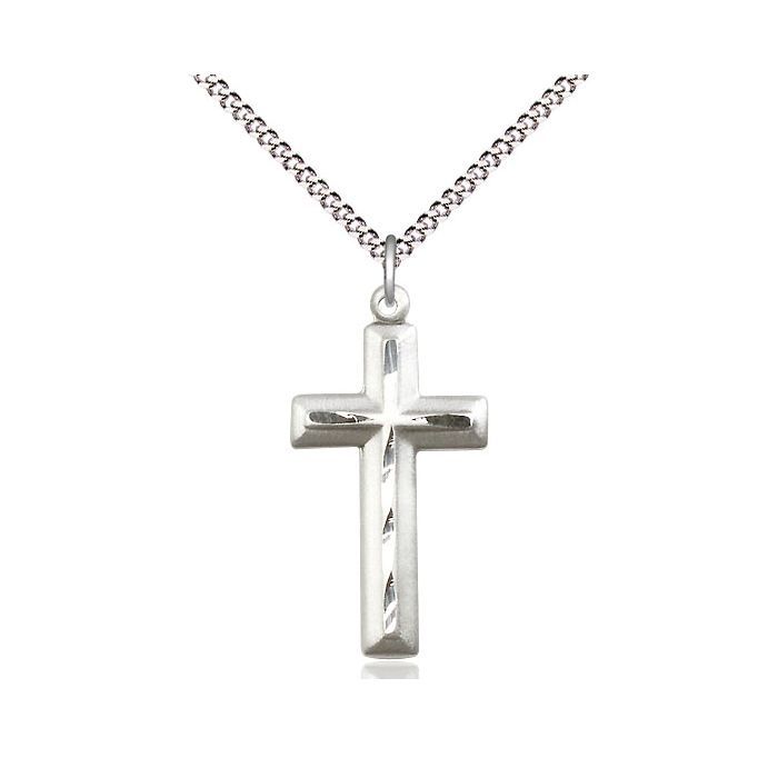        Cross on Cross Sterling Silver w/18" Rhodium Chain w/Clasp 6000SS/18S C50LC
