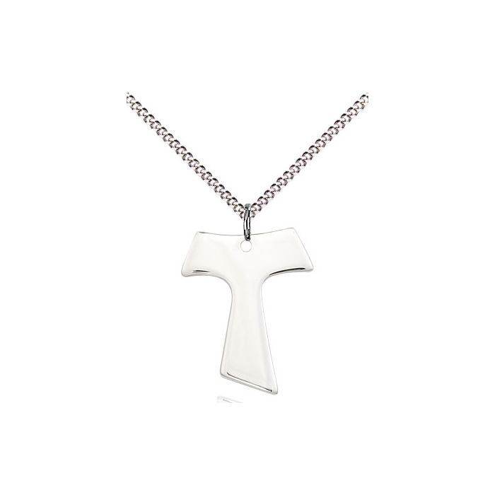        Tau Cross Sterling Silver Polished w/18" Rhodium Chain w/Clasp 3948SS/18S 3948SS/18S C50LC 