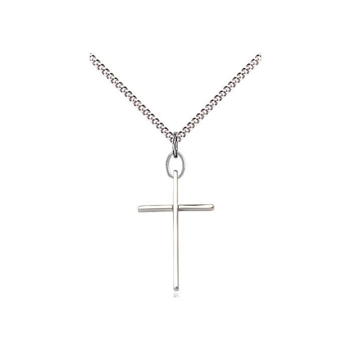       Cross Sterling Silver Polished w/18" Rhodium Chain w/ Clasp 0014MSS/18S C50LC