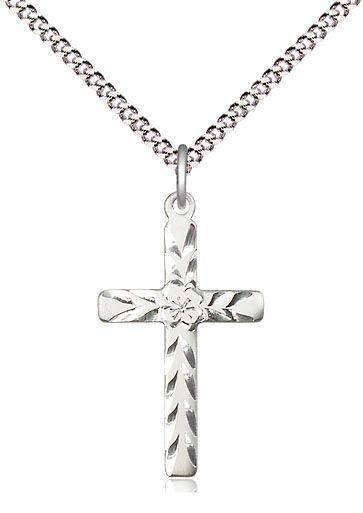        Cross Sterling Silver Engraved w/18" Rhodium Chain w/Clasp 5669SS/18S C50LC