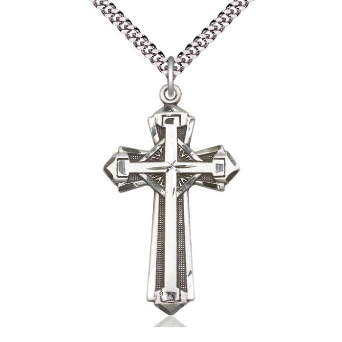        Cross Sterling Silver Plain w/24" Rhodium Chain w/Clasp 0650YSS/24S C54LC
