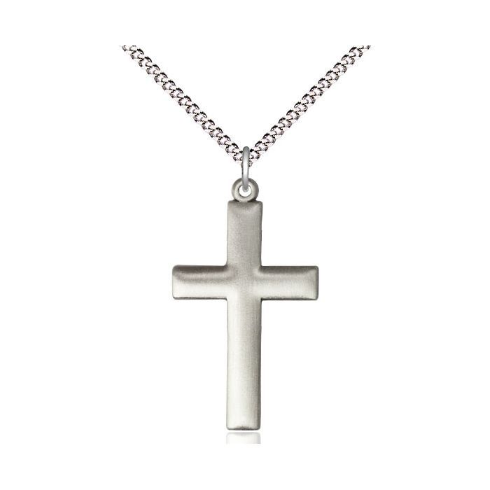        Cross Sterling Silver Matte Finish w/18" Rhodium Chain w/Clasp 6253SS/18S C50LC