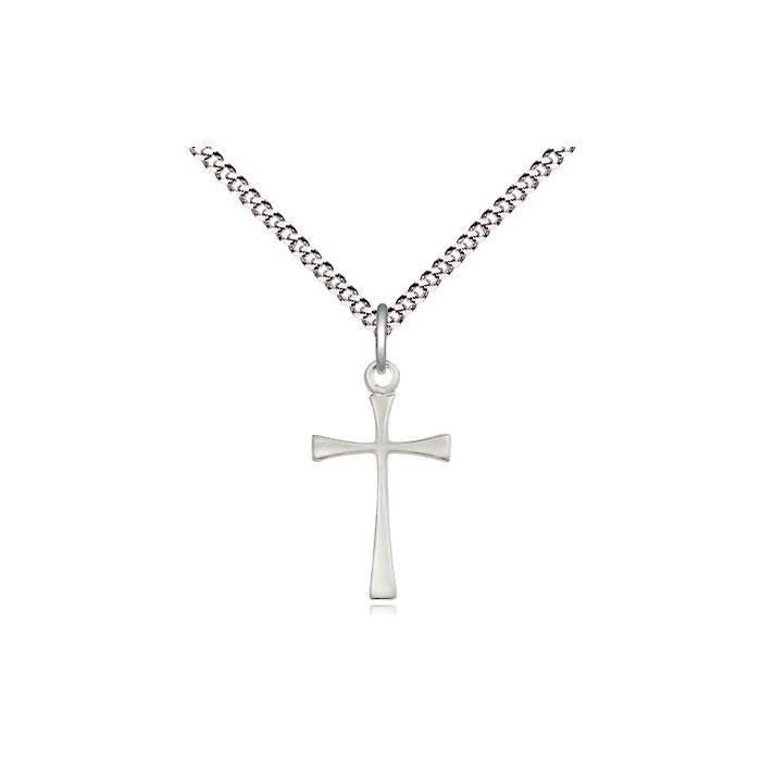        Maltese Cross Sterling Silver Matte Finish w/18" Rhodium Chain w/Clasp 6259SS/18S C50LC