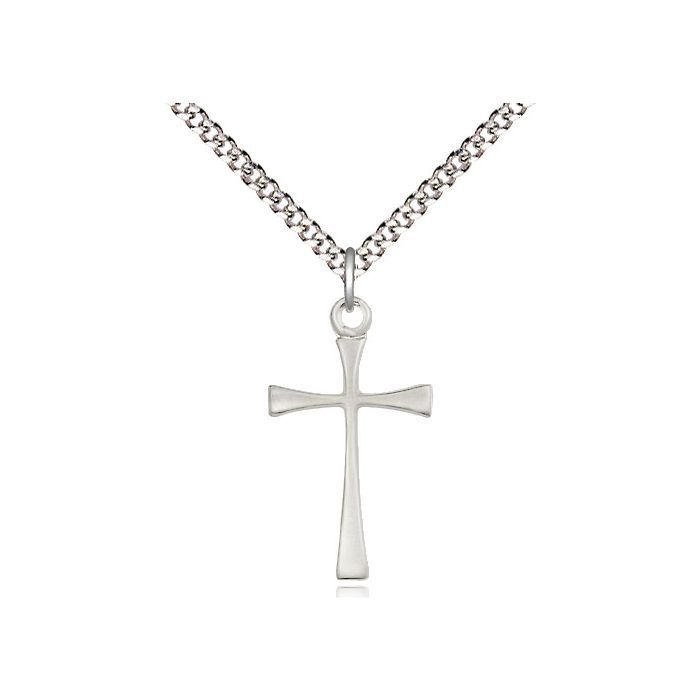       Maltese Cross Sterling Silver Mat Finish With 20" Heavy Curb Rhodium Chain - 6258SS/20S C52 