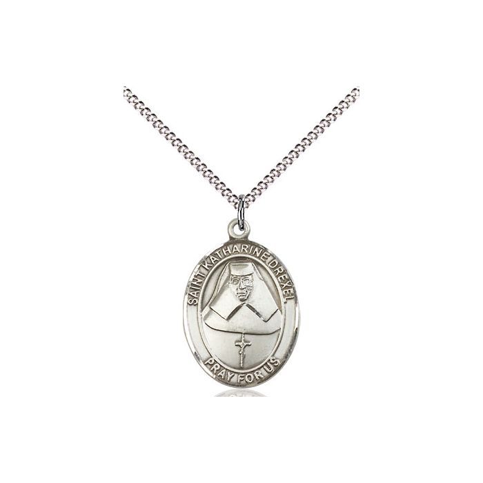       St. Katharine Drexel Sterling Silver Medal w/ 18" Rhodium Chain - 8015SS/18S C50-LC