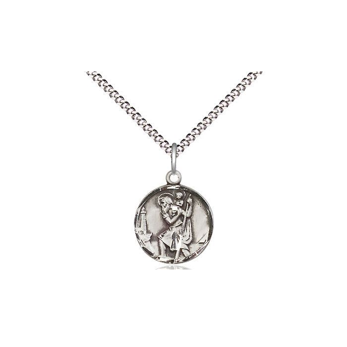       St. Christopher Sterling Silver Medal w/ 18" Rhodium Chain w/ Clasp - 0601CSS/18S C50-LC