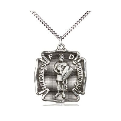 St. Florian Sterling Silver Medal w/18" Rhodium Chain w/Clasp 5445SS/18S C50LC