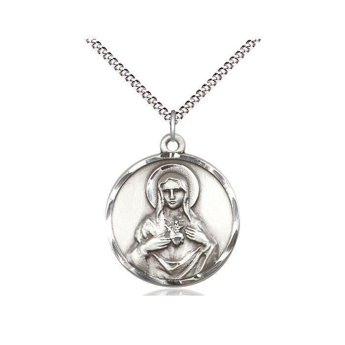        Immaculate Heart of Mary Sterling Silver Medal w/18" Rhodium Chain w/Clasp 0068SS/18S C50LC