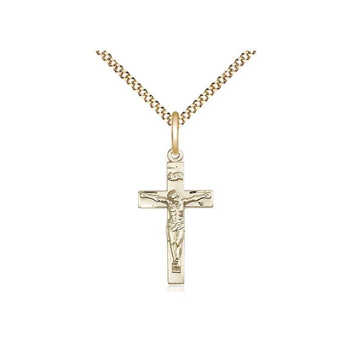        Crucifix Gold Filled w/18" Gold Plated Chain w/Clasp 0001GF/18G C51LC