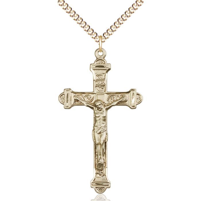        Crucifix Gold Filled w/24" Gold Plated Chain w/Clasp 0658GF/24G C55LC
