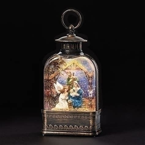 9.5" H Angel and Holy Family Lighted Swirl Lantern 134986