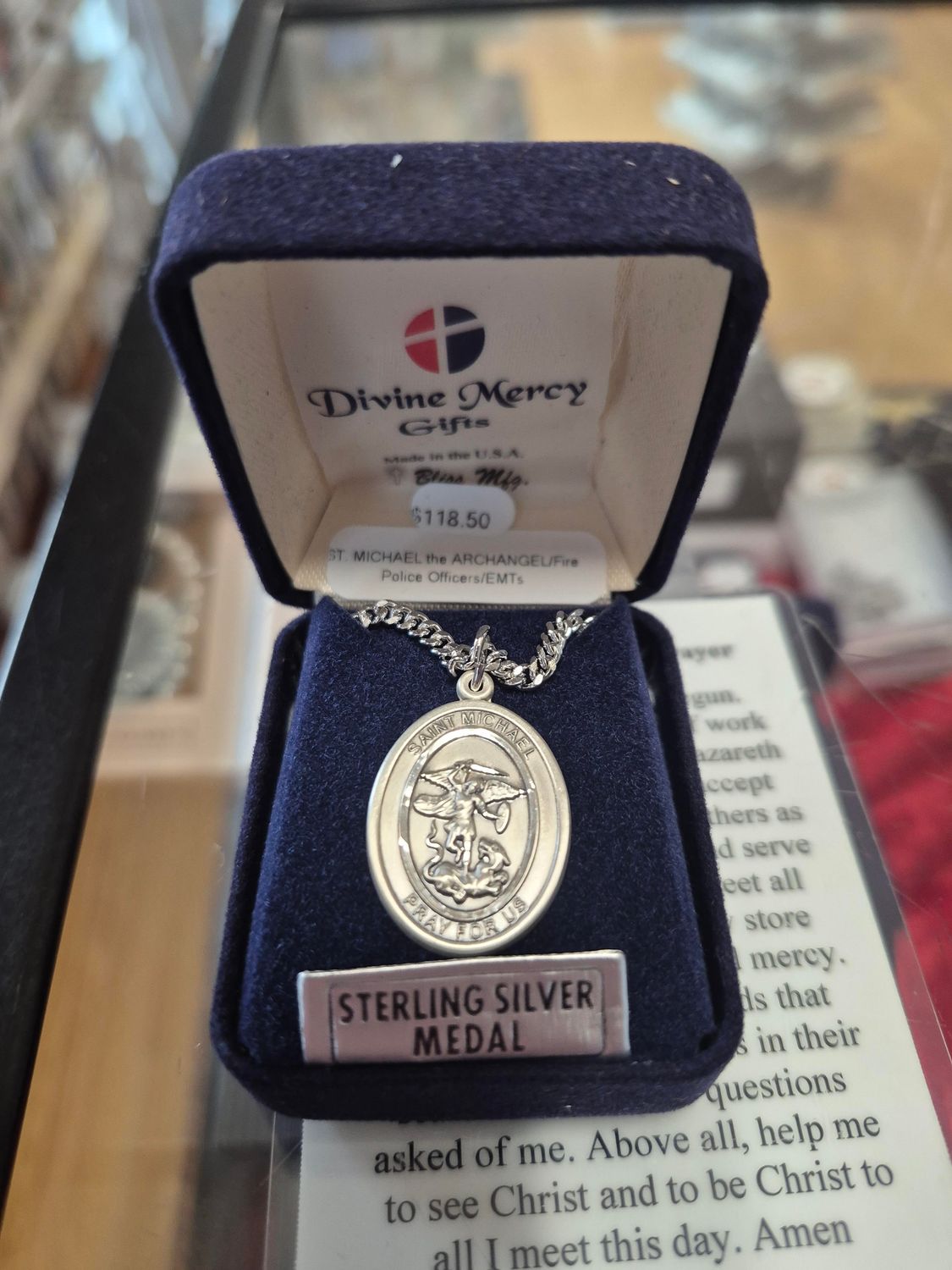 St. Michael/Fireman Sterling Silver Medal w/ 24" Rhodium Endless Chain - 7076SS14/24S C54-END