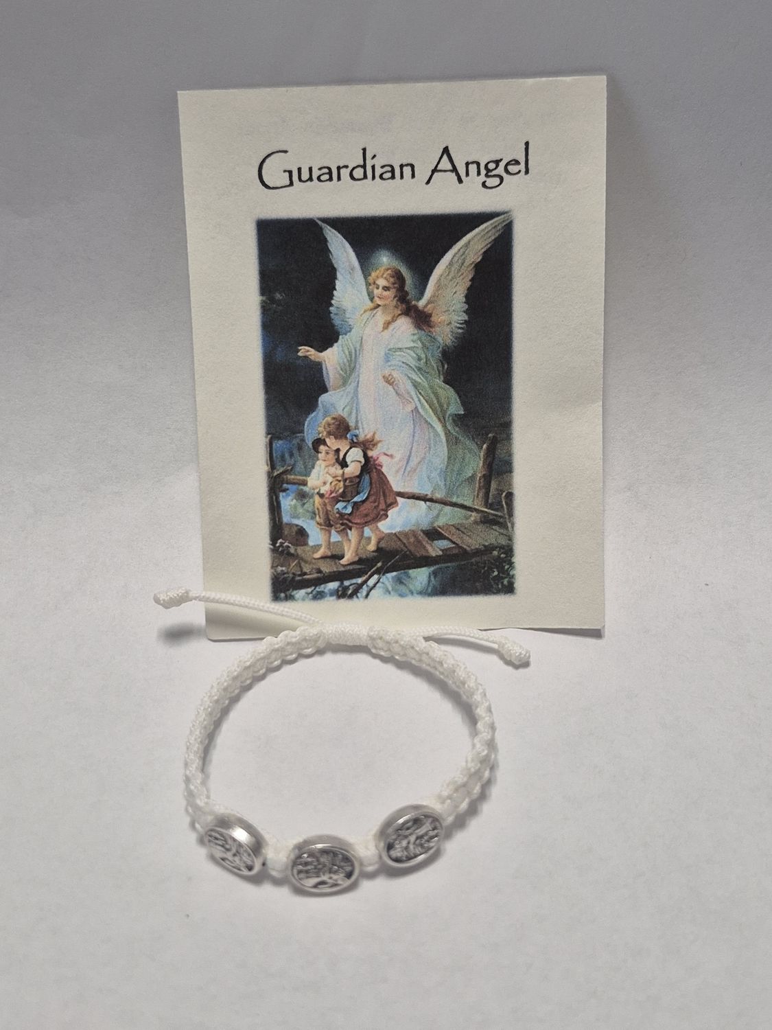 Guardian Angel Children's White Cord Slip Knot Bracelet ZZ52WH