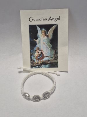 Guardian Angel Children's White Cord Slip Knot Bracelet ZZ52WH
