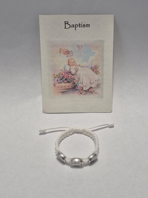 Baptism Children's White Cord Slip Knot Bracelet ZZ522WH