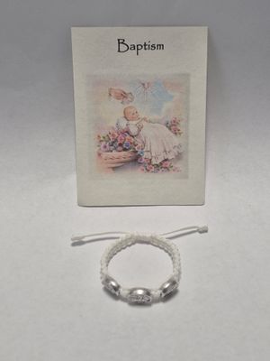 Baptism Children's White Cord Slip Knot Bracelet ZZ522WH