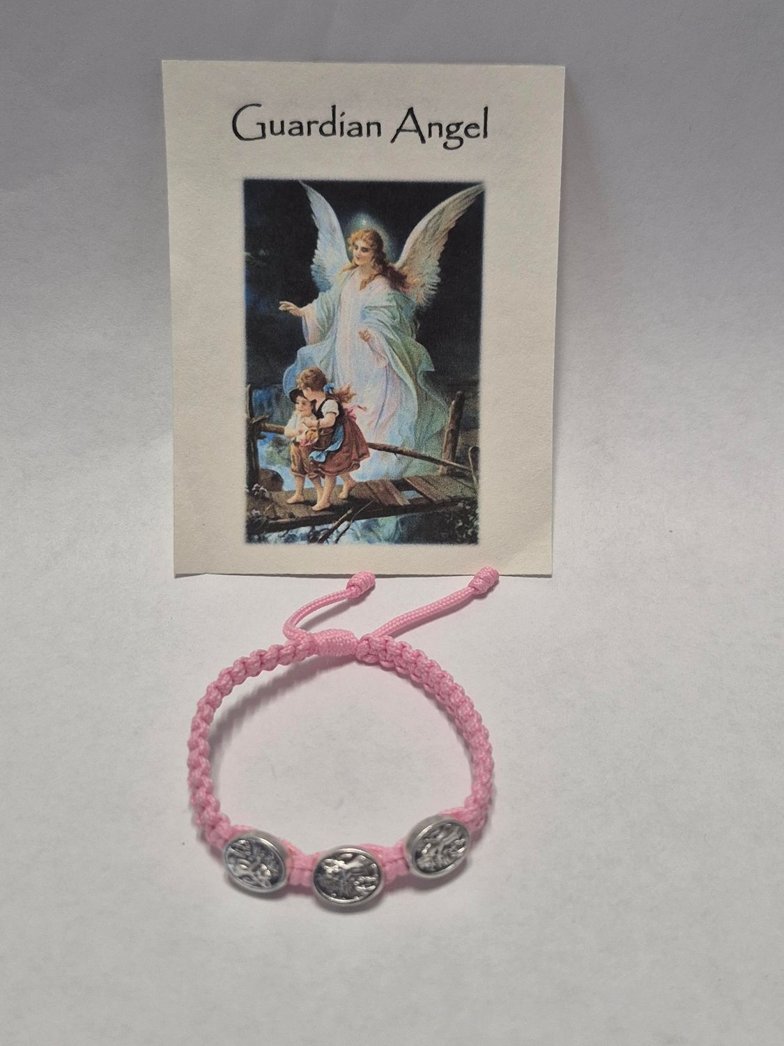 Guardian Angel Children's Pink Cord Slip Knot Bracelet ZZ52PK