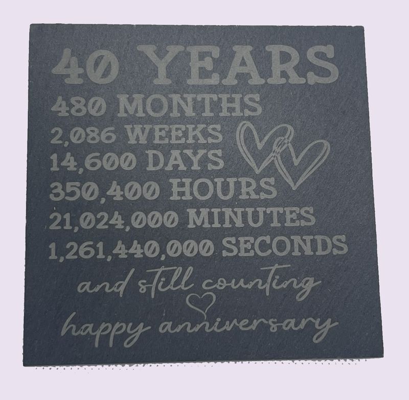40 Years Anniversary Slate Coaster