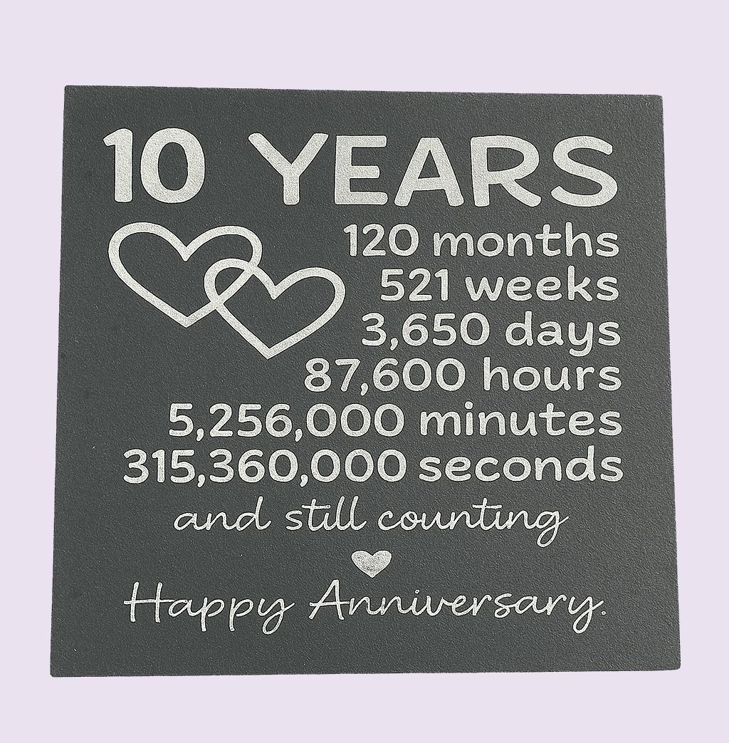 10 Years Anniversary Slate Coaster