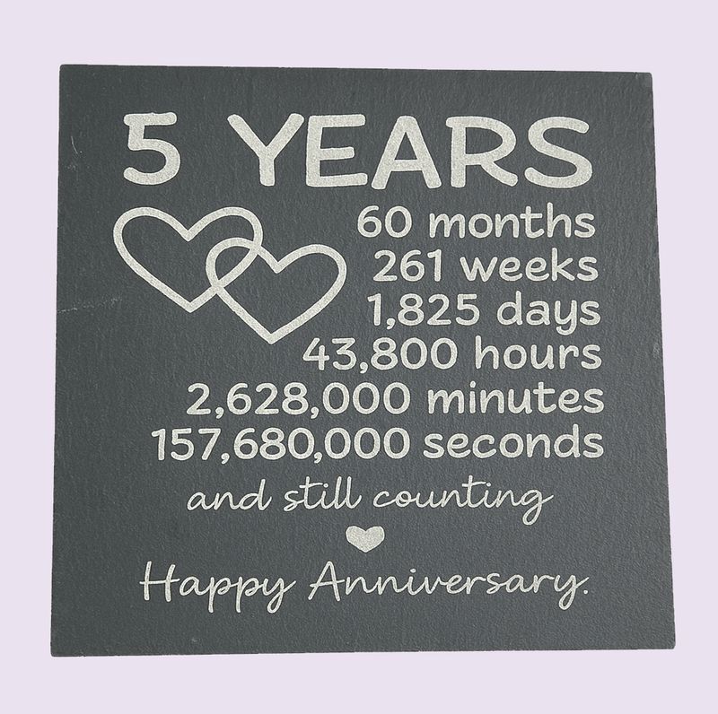5 Years Anniversary Slate Coaster
