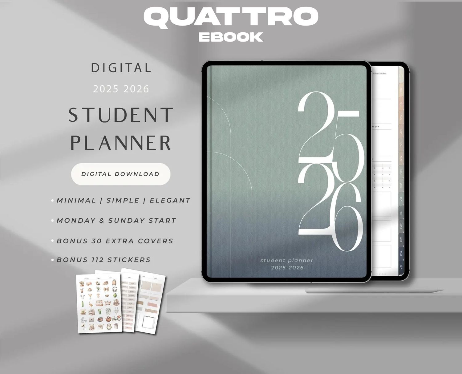 4× GoodNotes Student Planner 2025 2026 Digital Academic Organizer for College PDF School Schedule Planner for School Year Study iPad Templates