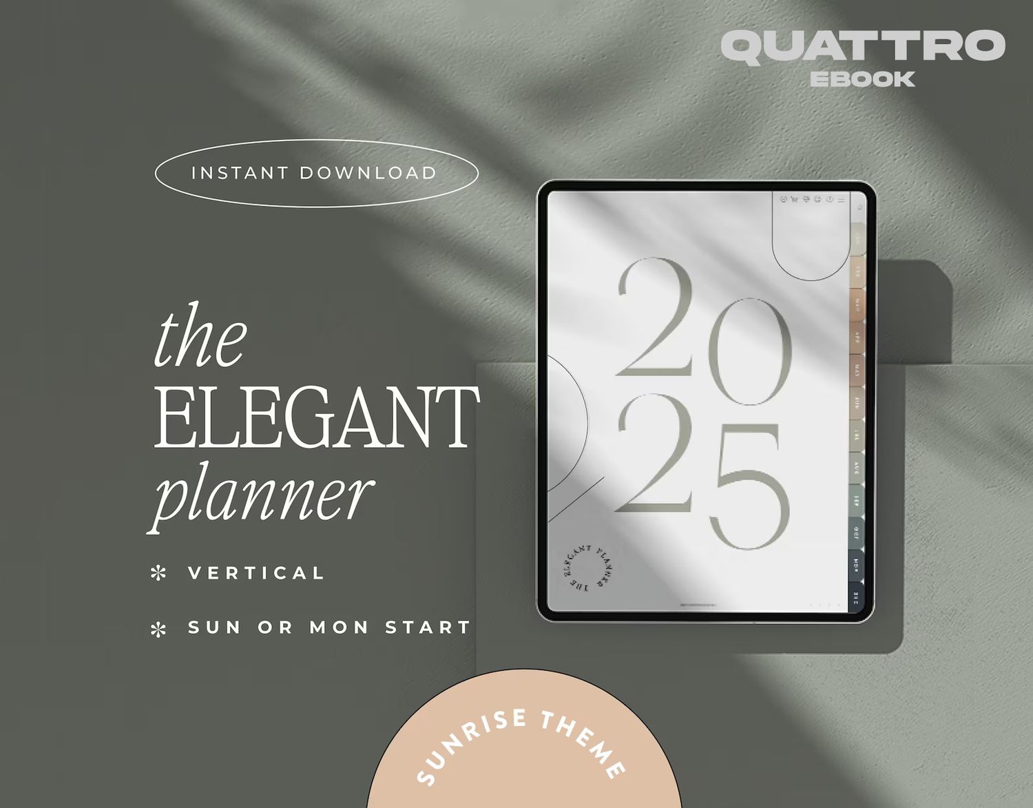 2025 Digital Planner for Goodnotes, Notability, iPad &amp; Tablet | Aesthetic Planner | Minimalist Modern Vertical | Dated | The Elegant Planner
