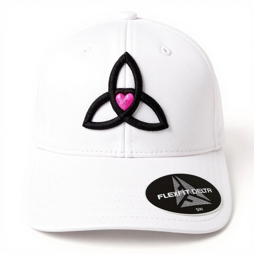 Flexfit Delta White Cap Neon Pink Heart