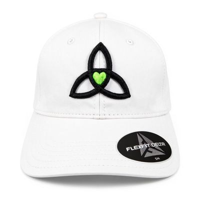 Flexfit Delta White Cap Lime Heart