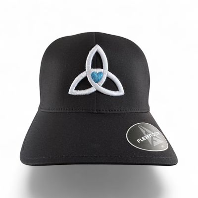 Flexfit Delta Black Cap Blue Heart