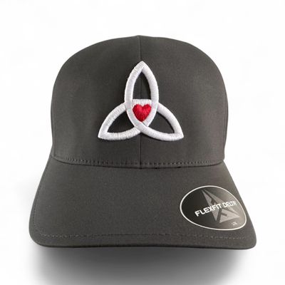 Flexfit Delta Gray Cap Red Heart