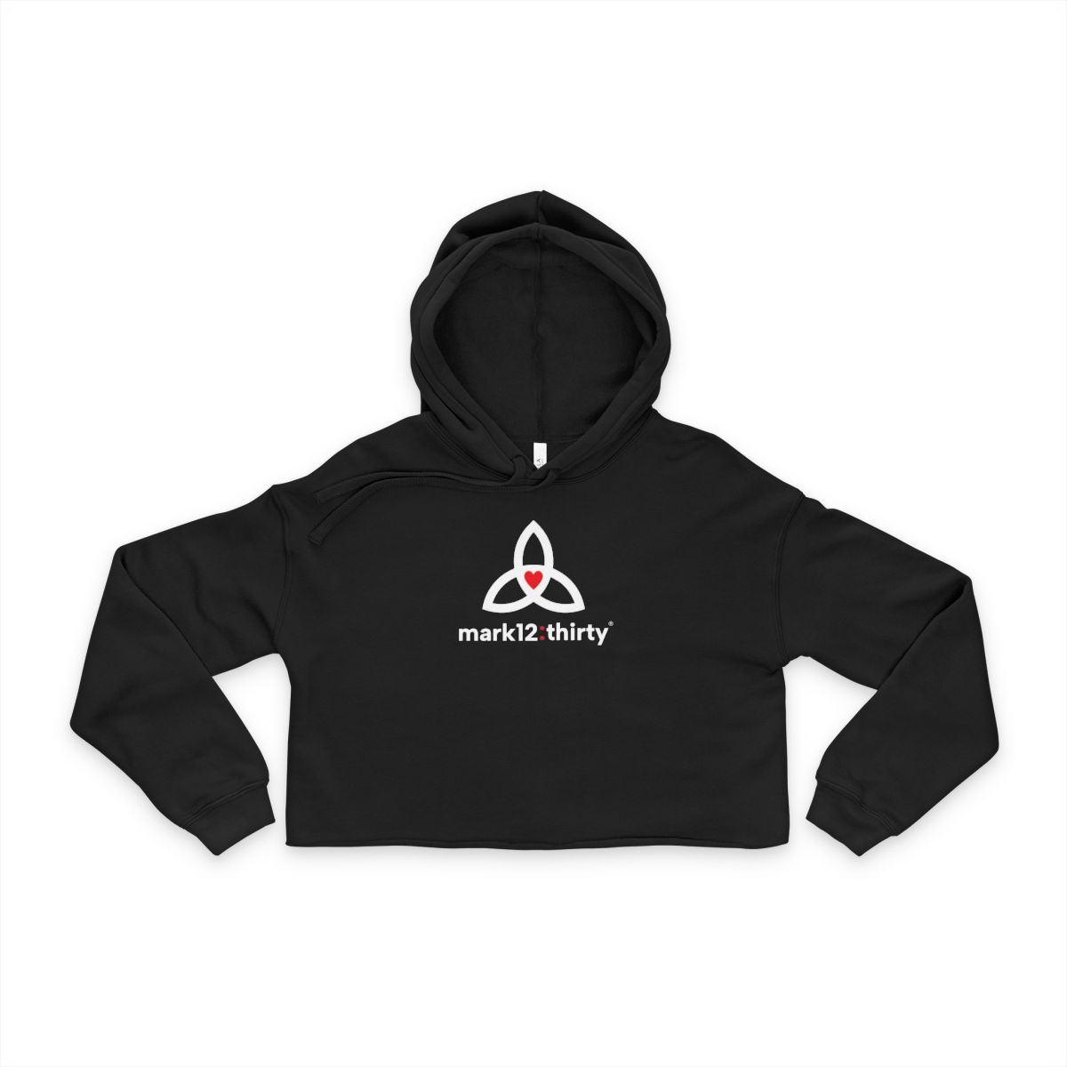 mark12thirty® Cropped Hoodie, Bella + Canvas Colors: Black, Clothing sizes: M