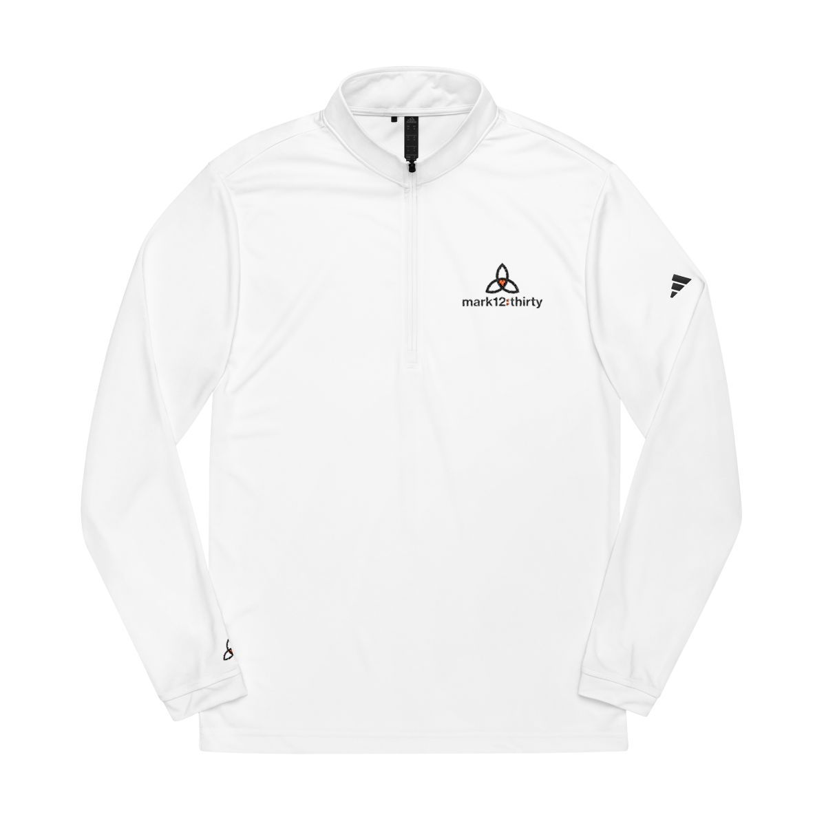 adidas® Quarter-Zip Pullover (Embroidery), Colors: White, Sizes: S
