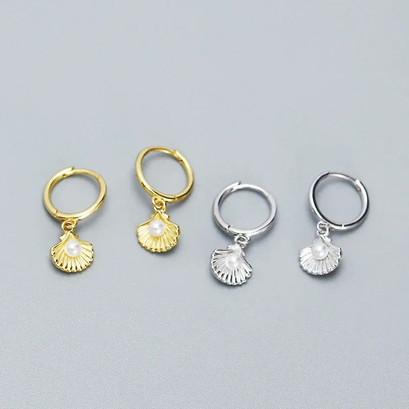 Pearl Shell Huggie Earrings