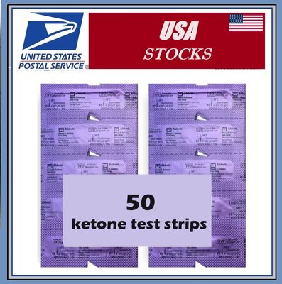 50 Blood Ketone Test Strips for Abbott PRECISION XTRA &amp; Optium Meters May-26 USA stocks
