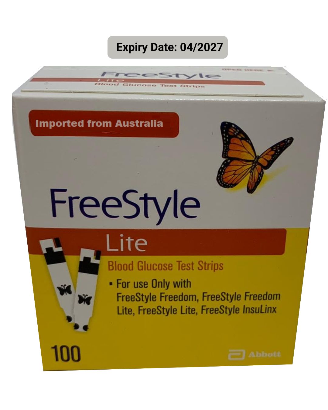 FreeStyle Lite blood glucose test strips 100 count box