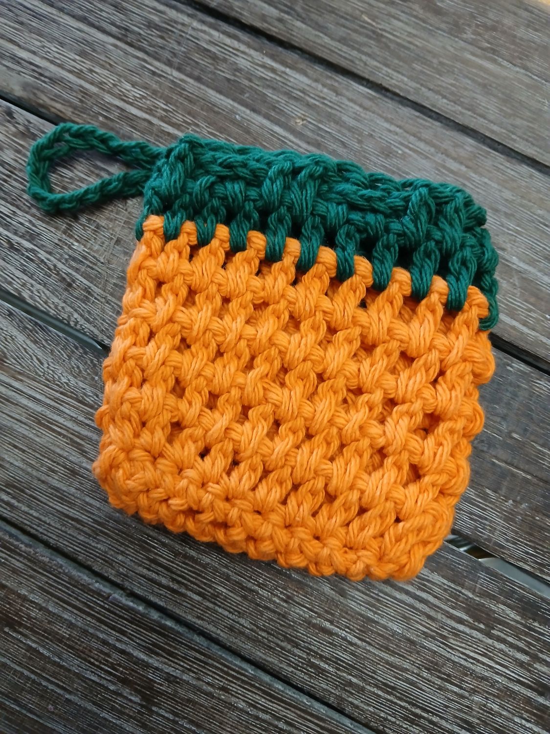 Handmade Soap Saver Bag (Orange &amp; Green)