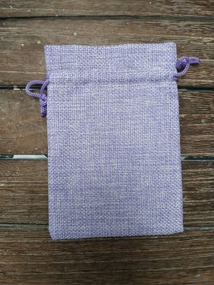 Purple burlap gift bags