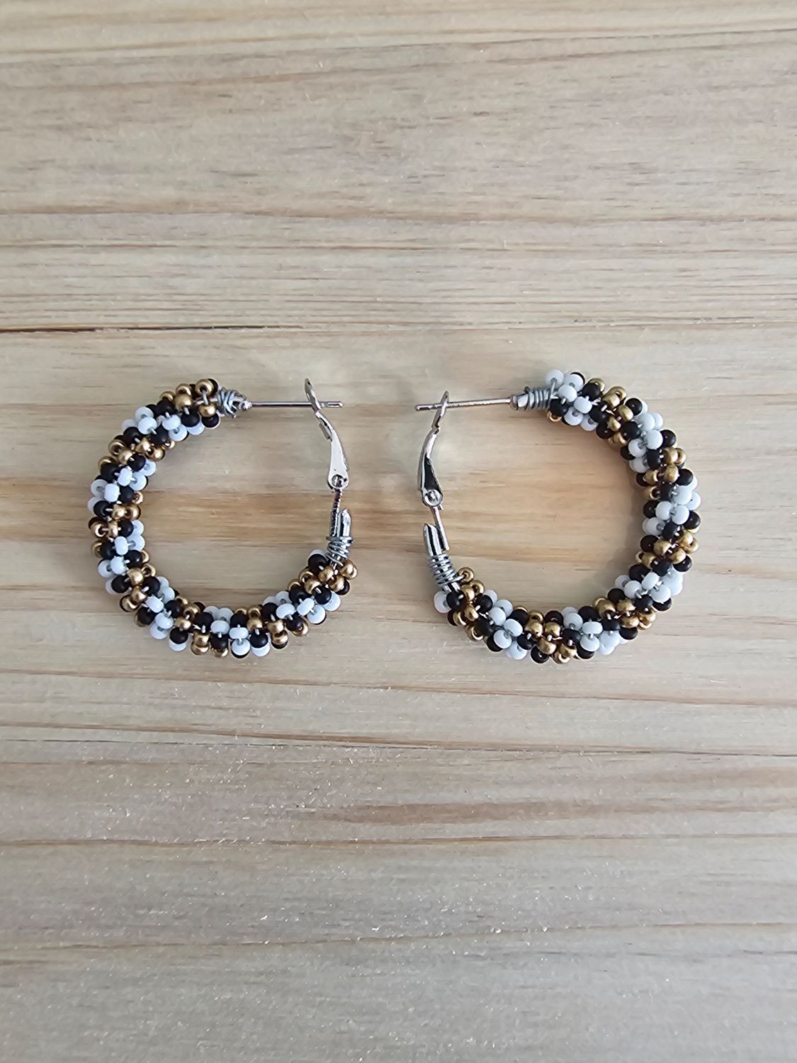 Small Hoops - Black, White, &amp; Gold