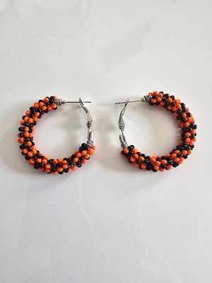 Small Hoops - Orange &amp; Black