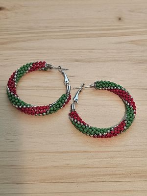 Medium Hoops - Green, Red, &amp; Silver