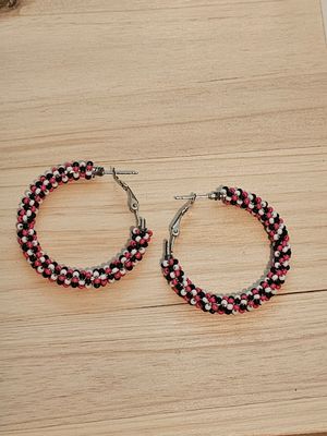 Medium Hoops - Dark Pink, Black, &amp; White