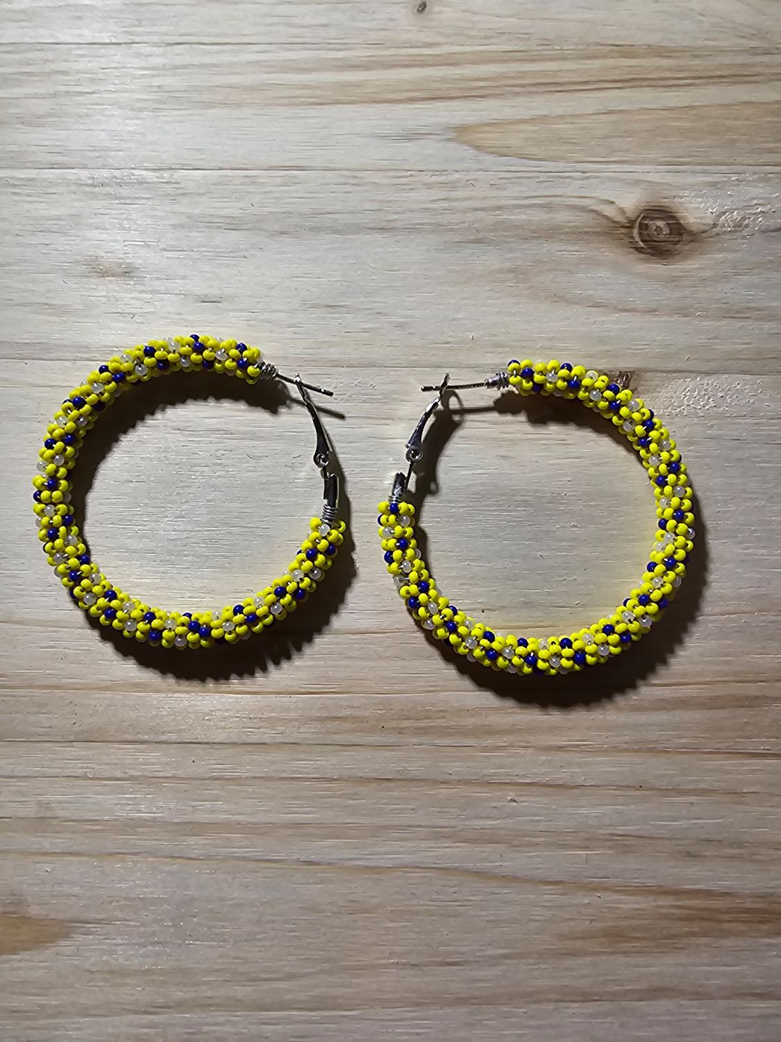 Large Hoops - Yellow, Blue  &amp; Shell White