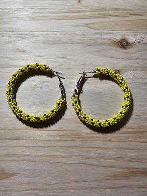 Large Hoops - Yellow, Blue  &amp; Shell White