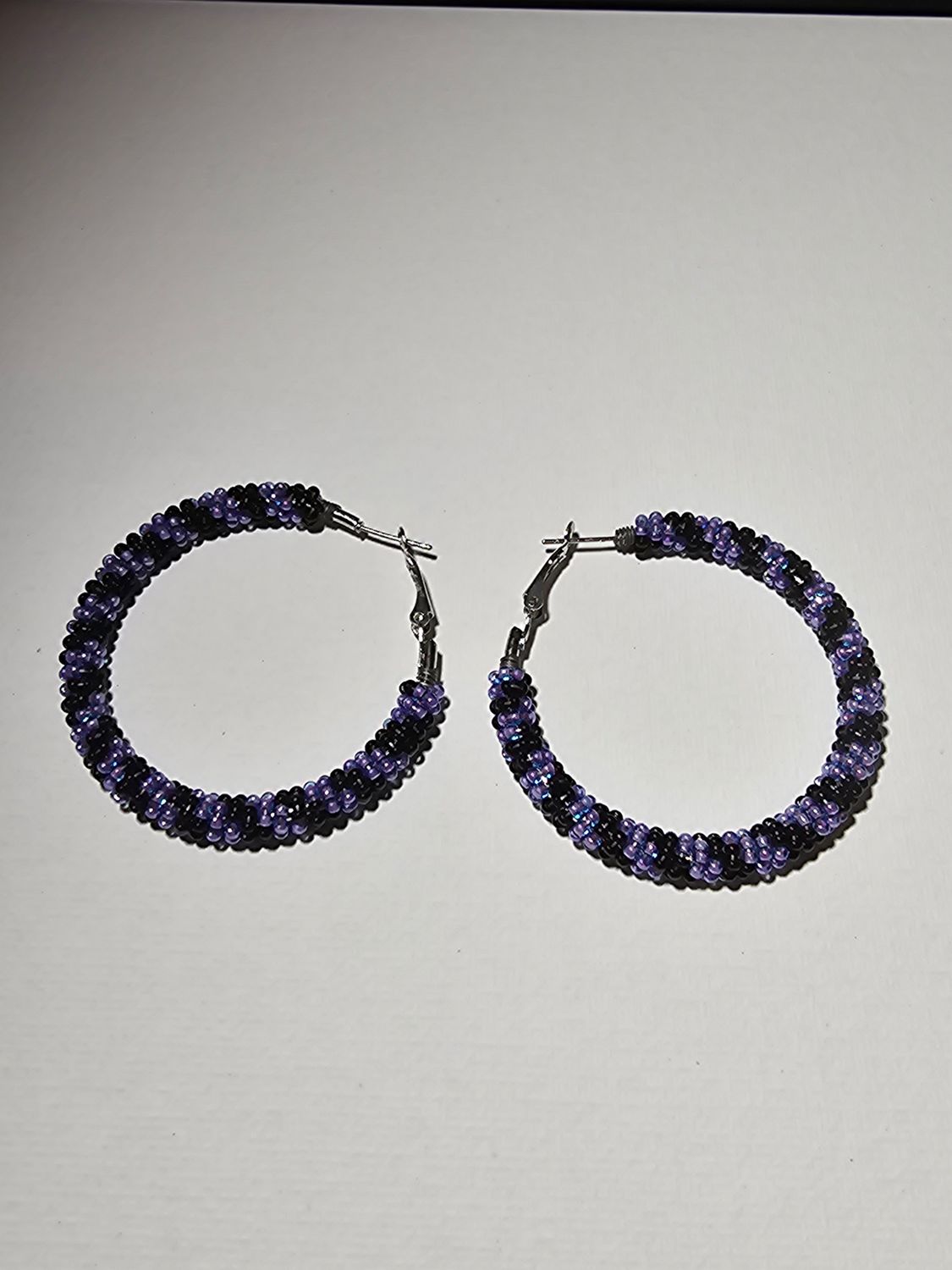 Large Hoops  - Blue-ish Purple  &amp; Black